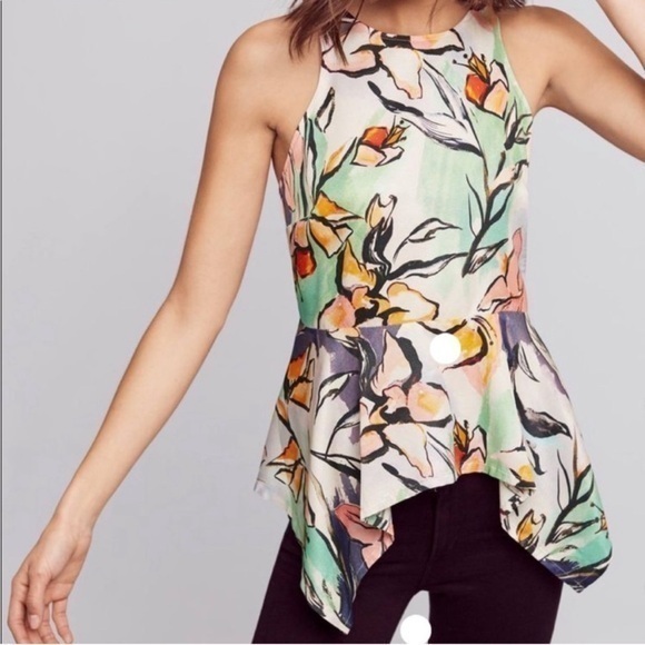 HD in Paris Tops - Anthropologie HD in Paris Lucille Peplum Asymmetrical Multicolored Top Size 2